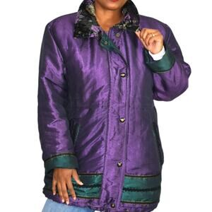 Current Seen Puffer Coat Vintage Purple Insulated Iridescent Chunky Size Medium